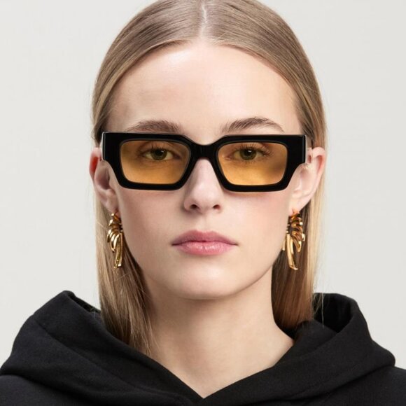 Palm Angels PERI086 HYDE 1018 Rectangle Sunglasses - Black/Yellow - Picture 9 of 11